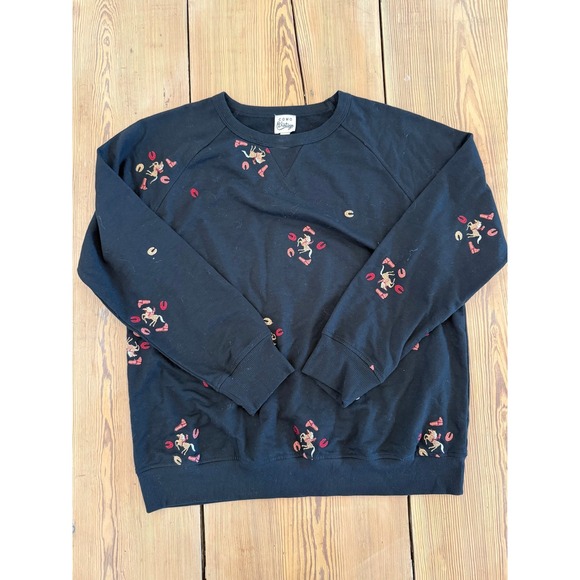 Como Vintage Tops - Women's Horseshoe Black Red Western Equestrian Horse Crewneck Sweatshirt M